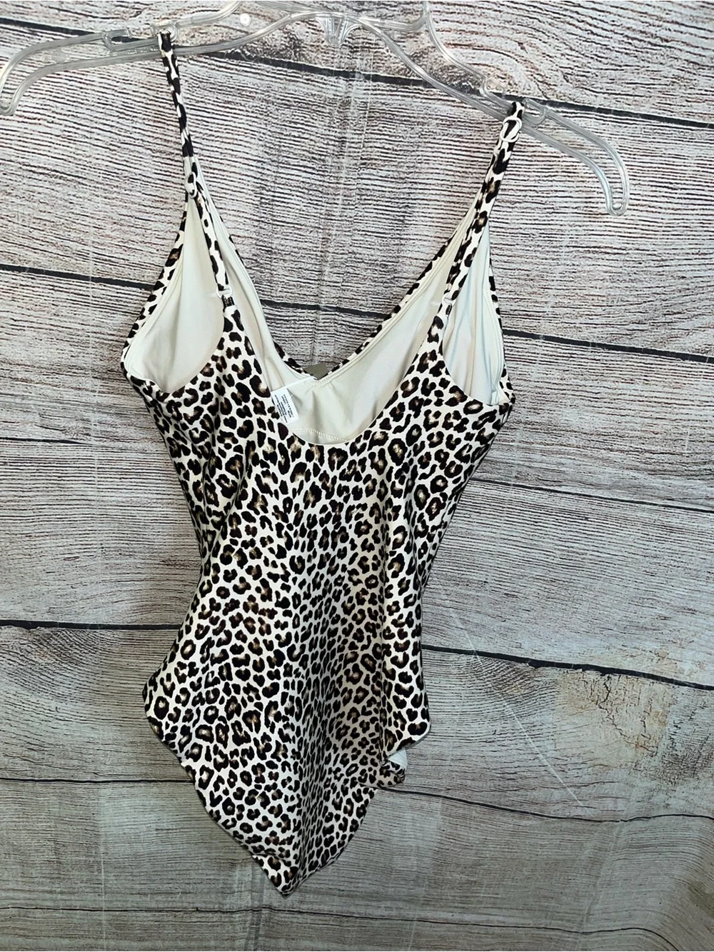 😍 J.Crew NWT Classic Sculpt One-Piece Swimsuit in Beige and Leopard Trim size 6